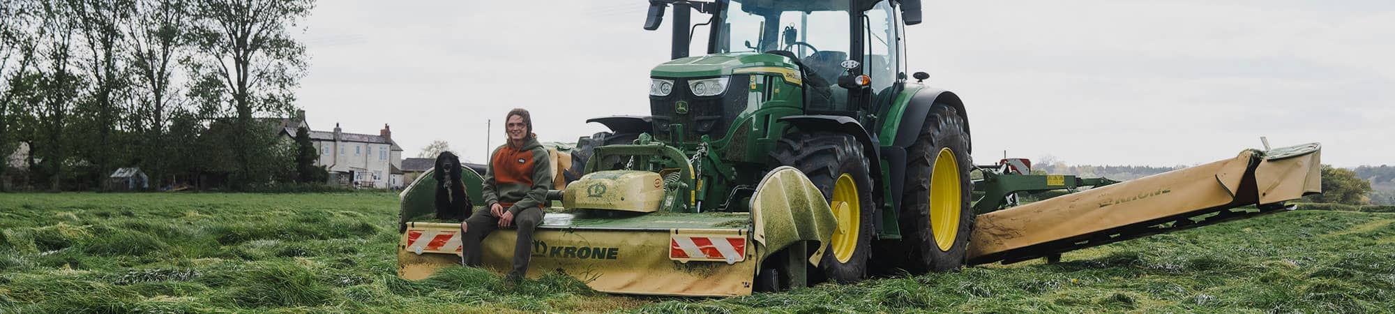Tractor in field at Rossett Park Farming in Wrexham